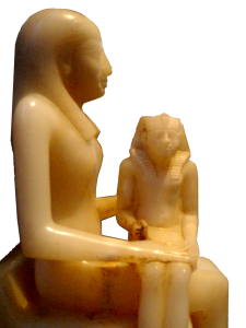 Ankhesenmeryre II and her son Pepi II. The difference in size suggests that he was a baby and his Mother was his Regent